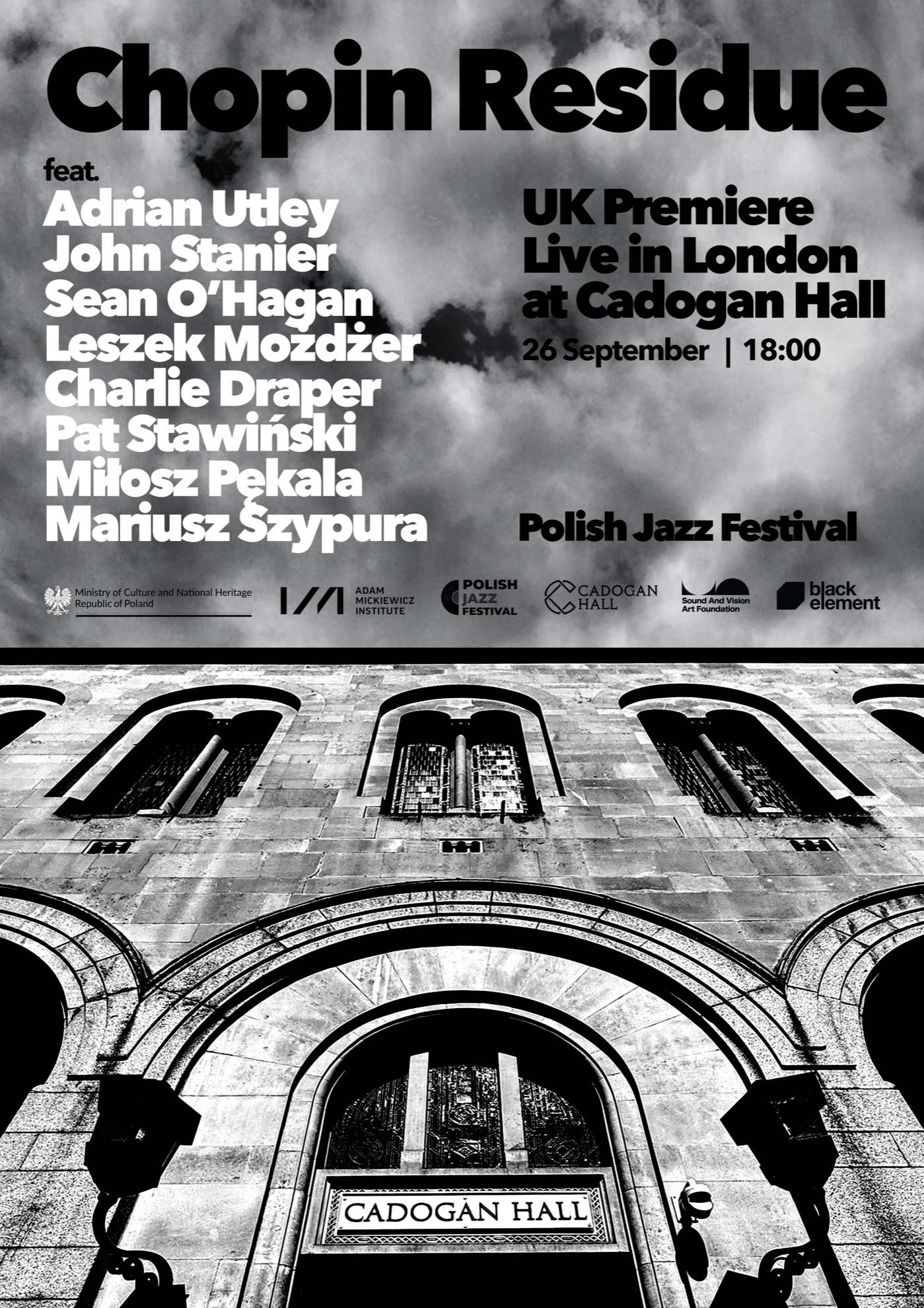 Chopin Residue — UK Premiere live in London at Cadogan Hall, Polish Jazz Festival, 26 September 2026 poster